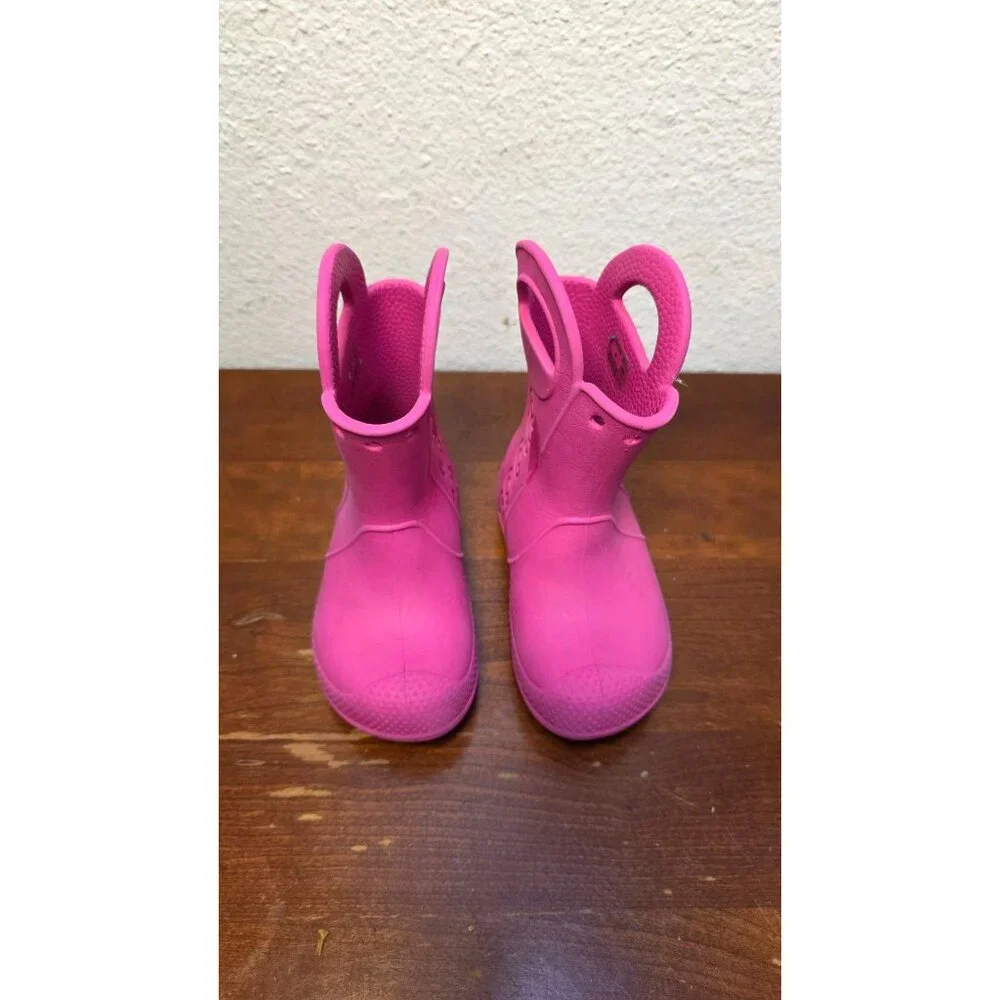 Crocs Kids Handle It Pink Rain Boots Size C8 Durable & Lightweight Waterproof Sh - Picture 2 of 6